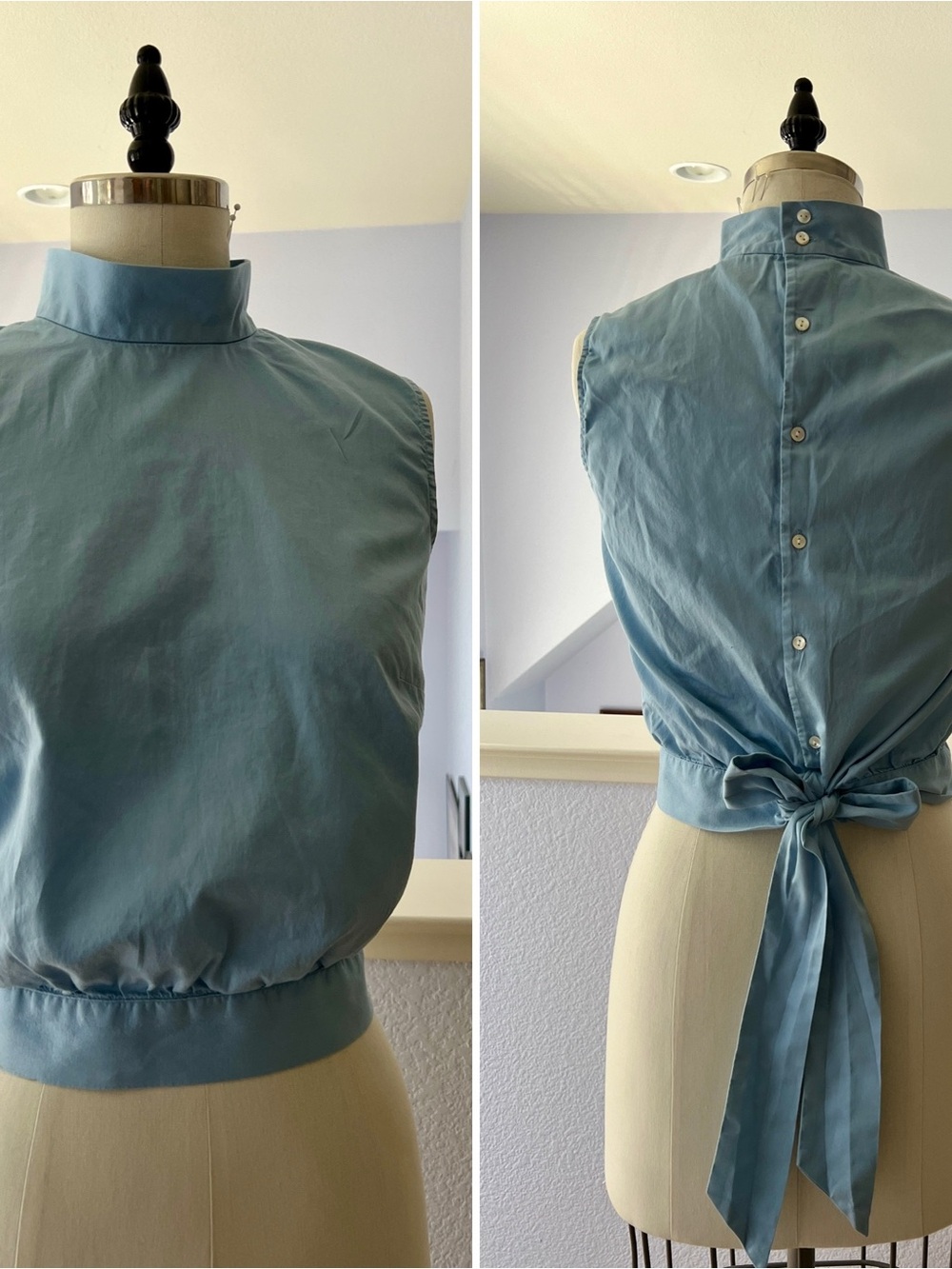 Gap Cotton Sateen Blouse with Waist Tie